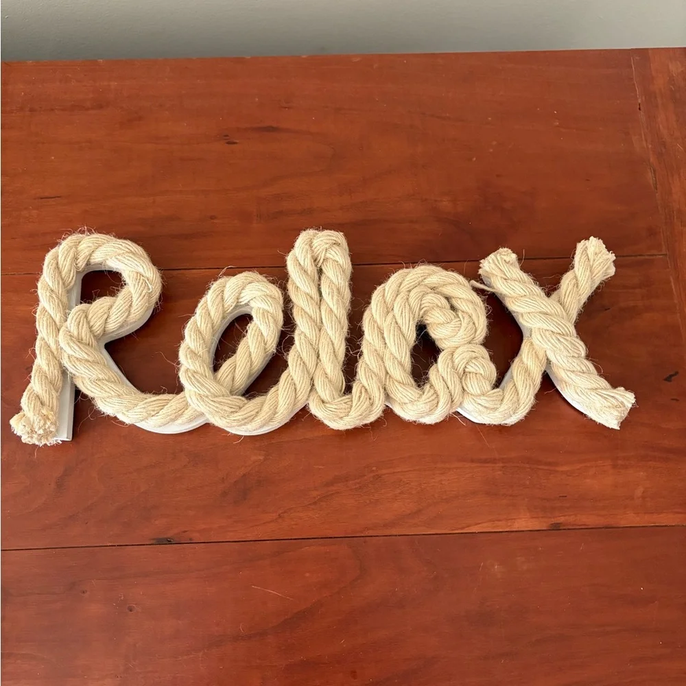 Relax Rope Word Sign Coastal Nautical Decor - Picture 2 of 6